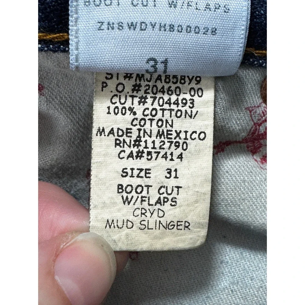 True Religion Mens Billy Mud Slinger Boot Cut Flap Pocket Jeans 31 Meas: 33x29